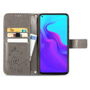 For Cubot X30 Four-leaf Clasp Embossed Buckle Mobile Phone Protection Leather Case with Lanyard & Card Slot & Wallet & Bracket Function(Gray)