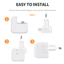 2 PCS XJ01 Power Adapter for iPad 10W 12W Charger & MacBook Series Charger, EU Plug