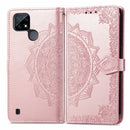 For OPPO Realme C21 Mandala Flower Embossed Horizontal Flip Leather Case with Holder & Three Card Slots & Wallet & Lanyard(Rose Gold)