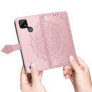 For OPPO Realme C21 Mandala Flower Embossed Horizontal Flip Leather Case with Holder & Three Card Slots & Wallet & Lanyard(Rose Gold)