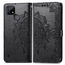 For OPPO Realme C21 Mandala Flower Embossed Horizontal Flip Leather Case with Holder & Three Card Slots & Wallet & Lanyard(Black)