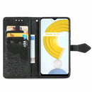 For OPPO Realme C21 Mandala Flower Embossed Horizontal Flip Leather Case with Holder & Three Card Slots & Wallet & Lanyard(Black)