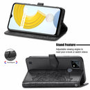 For OPPO Realme C21 Mandala Flower Embossed Horizontal Flip Leather Case with Holder & Three Card Slots & Wallet & Lanyard(Black)
