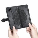 For OPPO Realme C21 Mandala Flower Embossed Horizontal Flip Leather Case with Holder & Three Card Slots & Wallet & Lanyard(Black)