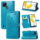 For OPPO Realme C21 Mandala Flower Embossed Horizontal Flip Leather Case with Holder & Three Card Slots & Wallet & Lanyard(Blue)