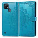For OPPO Realme C21 Mandala Flower Embossed Horizontal Flip Leather Case with Holder & Three Card Slots & Wallet & Lanyard(Blue)