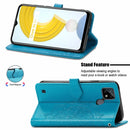 For OPPO Realme C21 Mandala Flower Embossed Horizontal Flip Leather Case with Holder & Three Card Slots & Wallet & Lanyard(Blue)