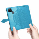 For OPPO Realme C21 Mandala Flower Embossed Horizontal Flip Leather Case with Holder & Three Card Slots & Wallet & Lanyard(Blue)