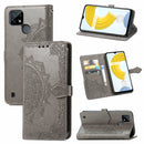 For OPPO Realme C21 Mandala Flower Embossed Horizontal Flip Leather Case with Holder & Three Card Slots & Wallet & Lanyard(Gray)