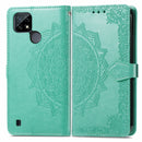 For OPPO Realme C21 Mandala Flower Embossed Horizontal Flip Leather Case with Holder & Three Card Slots & Wallet & Lanyard(Green)
