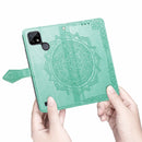 For OPPO Realme C21 Mandala Flower Embossed Horizontal Flip Leather Case with Holder & Three Card Slots & Wallet & Lanyard(Green)