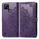 For OPPO Realme C21 Mandala Flower Embossed Horizontal Flip Leather Case with Holder & Three Card Slots & Wallet & Lanyard(Purple)