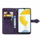 For OPPO Realme C21 Mandala Flower Embossed Horizontal Flip Leather Case with Holder & Three Card Slots & Wallet & Lanyard(Purple)