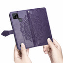 For OPPO Realme C21 Mandala Flower Embossed Horizontal Flip Leather Case with Holder & Three Card Slots & Wallet & Lanyard(Purple)