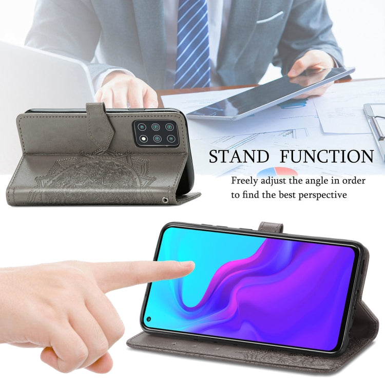 For Cubot X30 Mandala Flower Embossed Horizontal Flip Leather Case with Holder & Three Card Slots & Wallet & Lanyard(Gray)