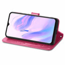 For Blackview A70 Four-leaf Clasp Embossed Buckle Mobile Phone Protection Leather Case with Lanyard & Card Slot & Wallet & Bracket Function(Magenta)