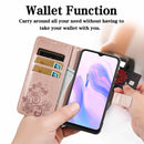 For Blackview A70 Four-leaf Clasp Embossed Buckle Mobile Phone Protection Leather Case with Lanyard & Card Slot & Wallet & Bracket Function(Rose Gold)