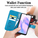 For Blackview A70 Four-leaf Clasp Embossed Buckle Mobile Phone Protection Leather Case with Lanyard & Card Slot & Wallet & Bracket Function(Blue)