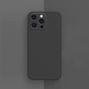 Solid Color Cube Straight Edge Liquid Silicone Case For iPhone 13 Pro Max(Black)