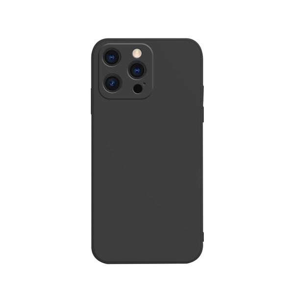 Solid Color Cube Straight Edge Liquid Silicone Case For iPhone 13 Pro Max(Black)