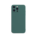 Solid Color Cube Straight Edge Liquid Silicone Case For iPhone 13 Pro Max(Dark Green)