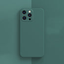 Solid Color Cube Straight Edge Liquid Silicone Case For iPhone 13 Pro Max(Dark Green)