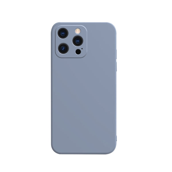Solid Color Cube Straight Edge Liquid Silicone Case For iPhone 13 Pro Max(Grey)