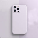 Solid Color Cube Straight Edge Liquid Silicone Case For iPhone 13 Pro Max(Purple)