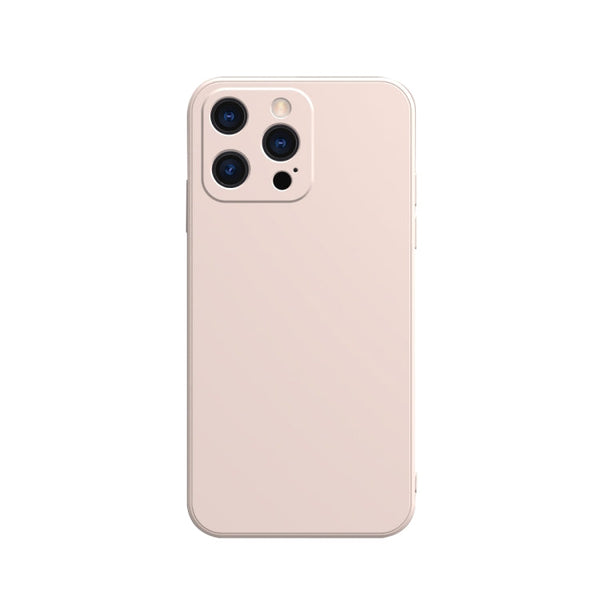 Solid Color Cube Straight Edge Liquid Silicone Case For iPhone 13 Pro Max(Pink)