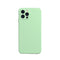 Solid Color Cube Straight Edge Liquid Silicone Lining Flannel Case For iPhone 13 Pro Max (Green)