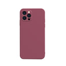 Solid Color Cube Straight Edge Liquid Silicone Lining Flannel Case For iPhone 13 Pro Max (Red)