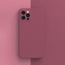 Solid Color Cube Straight Edge Liquid Silicone Lining Flannel Case For iPhone 13 Pro Max (Red)