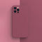 Solid Color Cube Straight Edge Liquid Silicone Lining Flannel Case For iPhone 13 Pro Max (Red)