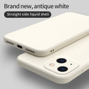 Solid Color Cube Straight Edge Liquid Silicone Lining Flannel Case For iPhone 13 Pro Max (Red)