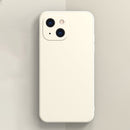Solid Color Cube Straight Edge Liquid Silicone Case For iPhone 13(White)