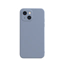 Solid Color Cube Straight Edge Liquid Silicone Case For iPhone 13(Grey)