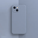 Solid Color Cube Straight Edge Liquid Silicone Case For iPhone 13(Grey)