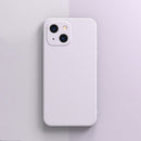 Solid Color Cube Straight Edge Liquid Silicone Case For iPhone 13(Purple)