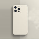 Solid Color Cube Straight Edge Liquid Silicone Case For iPhone 13 mini(White)