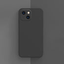 Solid Color Cube Straight Edge Liquid Silicone Case For iPhone 13 mini(Black)