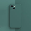 Solid Color Cube Straight Edge Liquid Silicone Case For iPhone 13 mini(Dark Green)