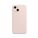 Solid Color Cube Straight Edge Liquid Silicone Case For iPhone 13 mini(Pink)