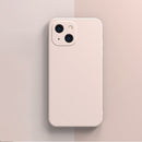 Solid Color Cube Straight Edge Liquid Silicone Case For iPhone 13 mini(Pink)