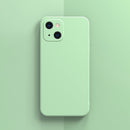 Solid Color Cube Straight Edge Liquid Silicone Case For iPhone 13 mini (Green)