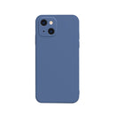 Solid Color Cube Straight Edge Liquid Silicone Case For iPhone 13 mini (Blue)
