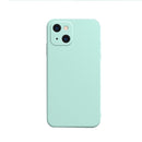 Solid Color Cube Straight Edge Liquid Silicone Case For iPhone 13 mini (Cyan)