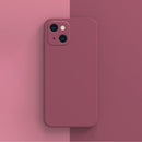 Solid Color Cube Straight Edge Liquid Silicone Case For iPhone 13 mini (Red)