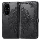 For Huawei P50 Mandala Flower Embossed Horizontal Flip Leather Case with Bracket / Card Slot / Wallet / Lanyard(Black)
