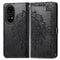 For Huawei P50 Mandala Flower Embossed Horizontal Flip Leather Case with Bracket / Card Slot / Wallet / Lanyard(Black)