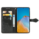For Huawei P50 Mandala Flower Embossed Horizontal Flip Leather Case with Bracket / Card Slot / Wallet / Lanyard(Black)